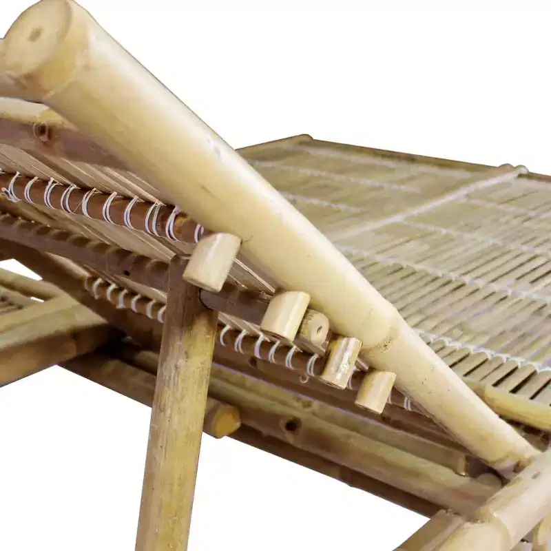 vidaXL Sun Lounger Natural bamboo, (cushions)