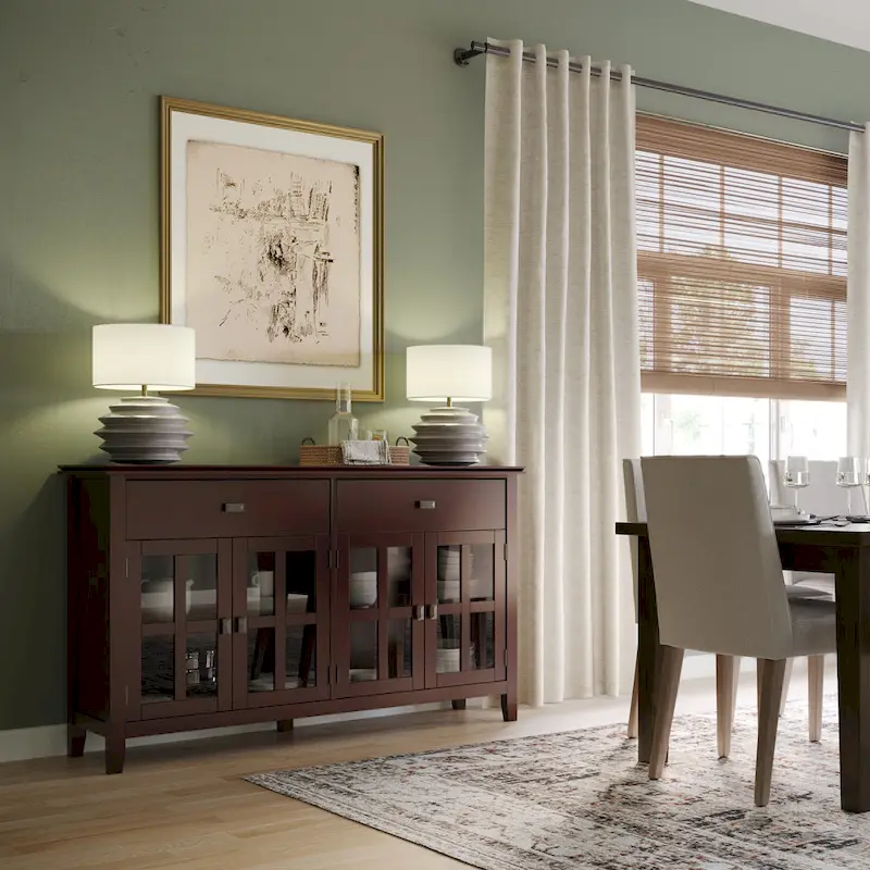 WYNDENHALL Stratford 60 Wide Solid Wood Transitional Large 4 Door Sideboard Buffet - 17d x 60w x 34h