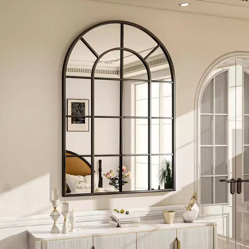 Arched Windowpane Mirror Bathroom Mirror Wall Mirror Modern Mirror for Bedroom, Living Room