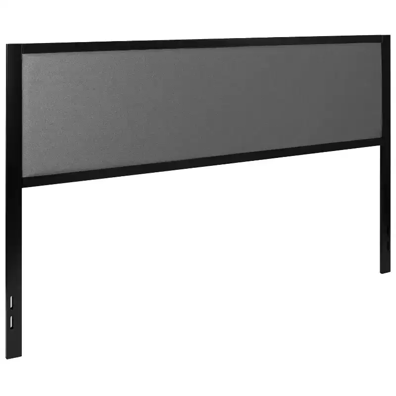 Emma and Oliver Metal Headboard - Fabric Upholstery Fits Standard Bed Frames