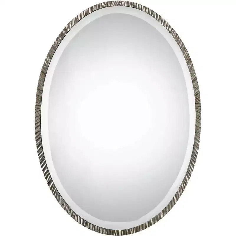Uttermost Oval Vanity Accent Wall Mirror Modern Polished Nickel Metal Frame 20 Wide for Bathroom Bedroom Living Room Home Office