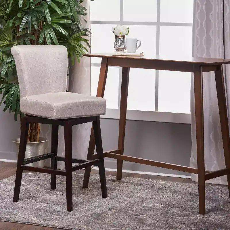 Swivel Barstool with Padded Back and Footrest