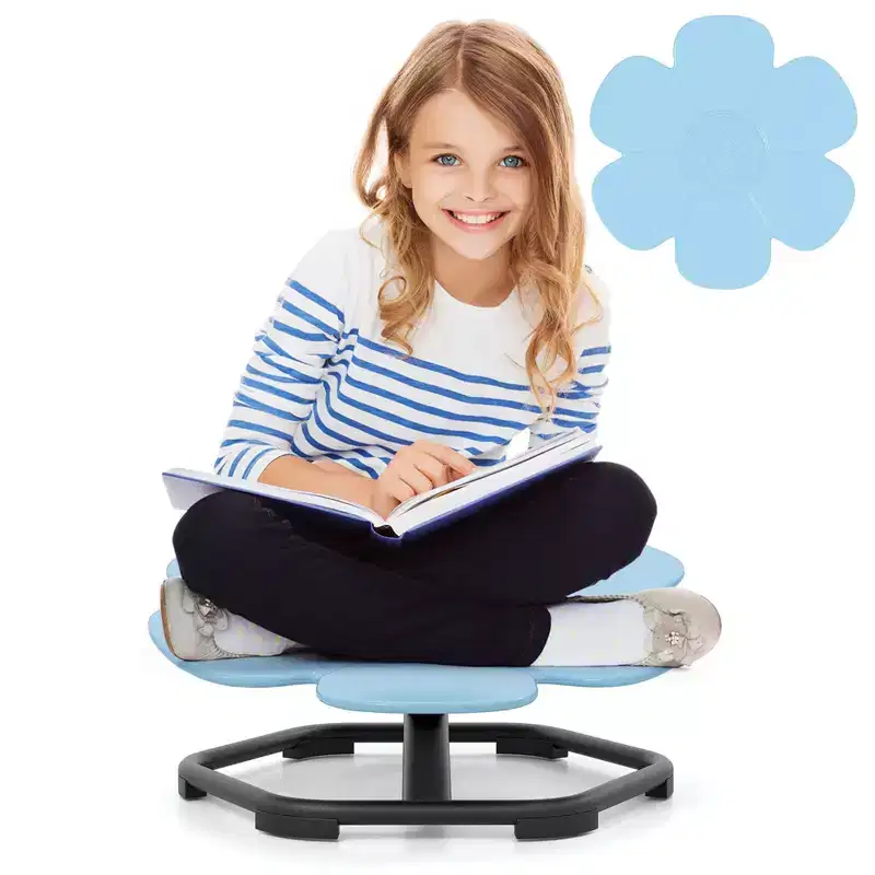 Kids Sensory Swivel Chair with Non-Slip Metal Base for Autistic Kids Indoor Outdoor Blue/Red