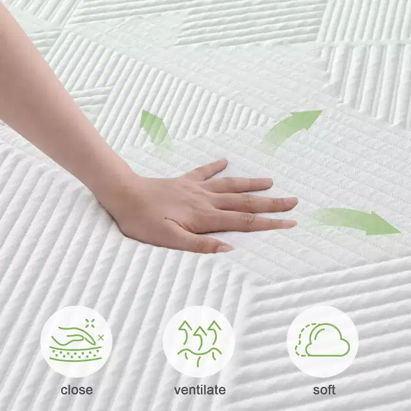 10-inch cooling gel memory foam mattress, white, medium touch, no glass fiber, certified safety material