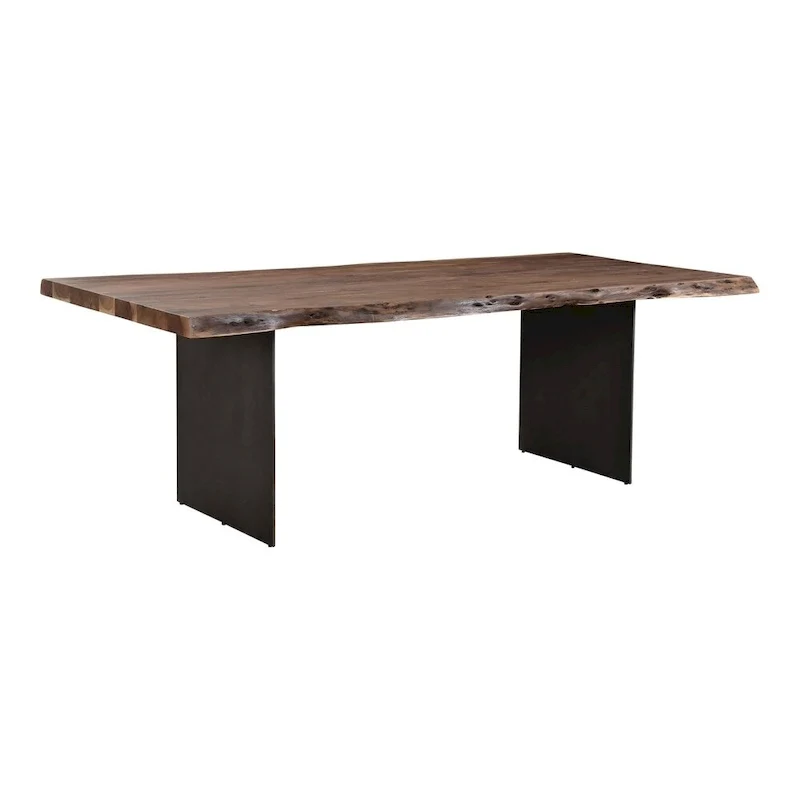 Live Edge Solid Acacia Wood Dining Table with Iron Legs | Rustic Industrial Style | 94x38 Inch
