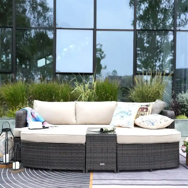 Marrakesh Outdoor 4-piece Brown Wicker Daybed Set