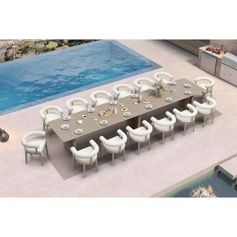 PURPLE LEAF Patio Dining Set Luxury Modern Conversation Set Aluminum Large Rectangle Dining Table and Chairs
