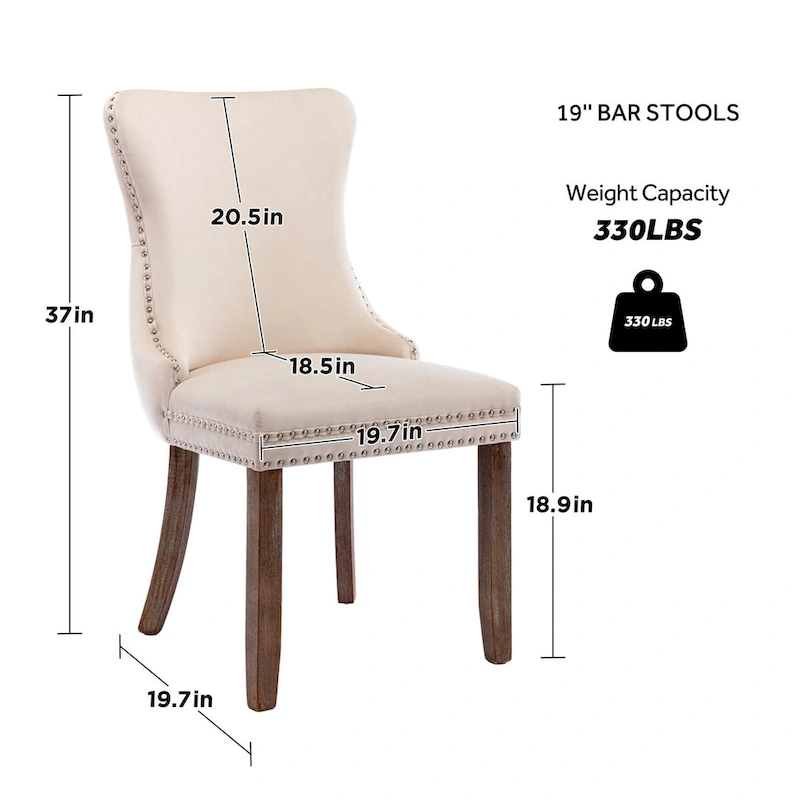 KATA Velvet Upholstered Wingback Dining Chairs Set of 4