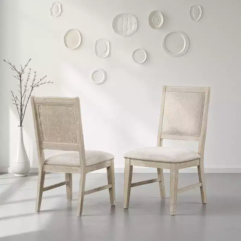 Royal Hampton Dining Side Chair Set of 2, Tapered Legs, Light Oak Poplar Wood