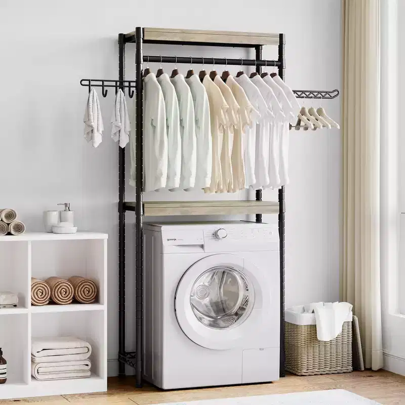 74 Over Washer Dryer Storage Shelf, Heavy Duty Adjustable Laundry Rack, Space Saving Clothes Drying Organizer for Laundry Room