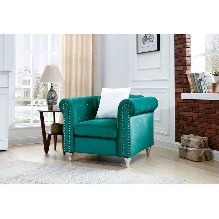 Velvet Crystal Accent Chair