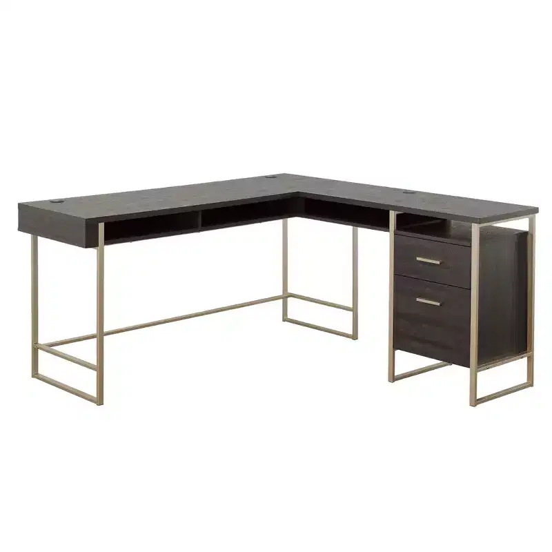 Harper 60 Wood and Metal L-Shaped Office Desk