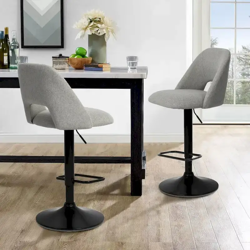 17.7 Bigger Base Vinyl Adjustable Height Swivel Bar Stool, Set of 2 - 32x17x17