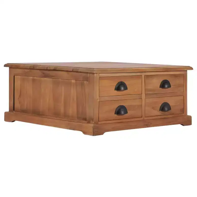 vidaXL Coffee Table 26.8x26.7x11.8 Solid Teak Wood