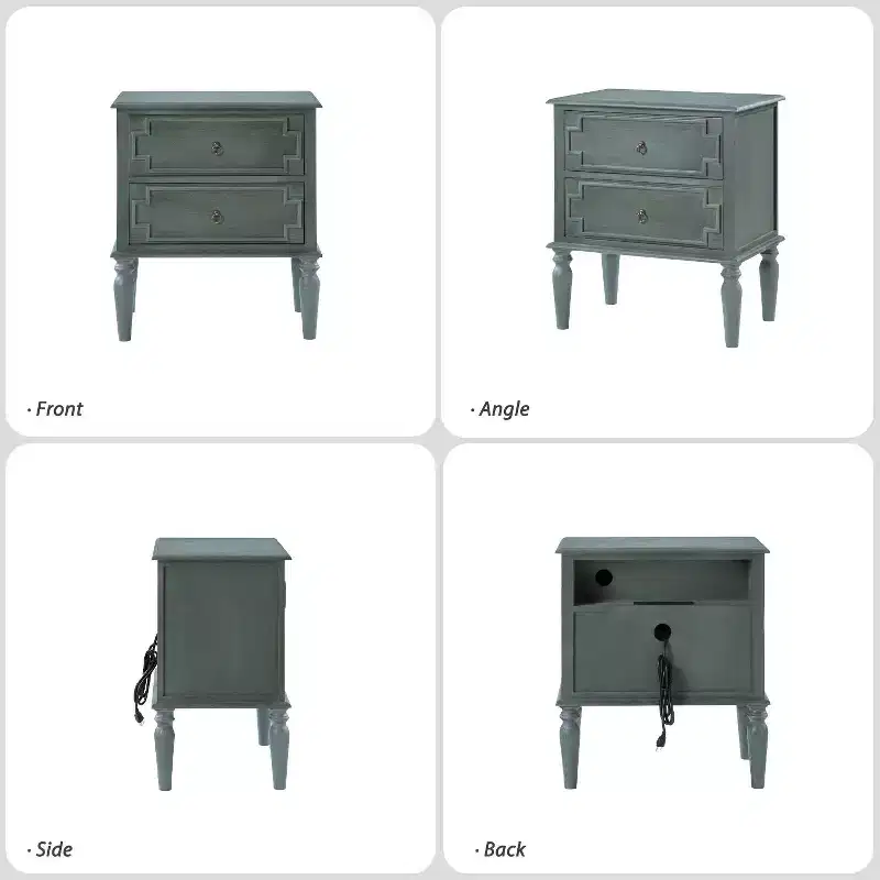 Tikal 28 Tall 2-Drawer End Table Set of 2 | HULALA HOME-WALNUT
