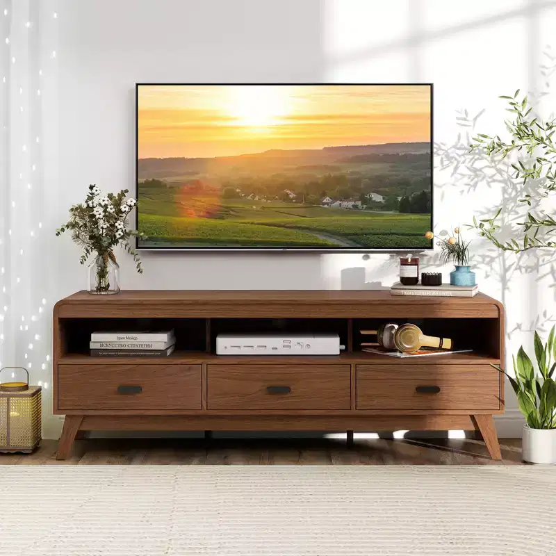 Costway TV Stand for TVs up to 70'' Mid Century Modern Entertainment Center TV Cabinet