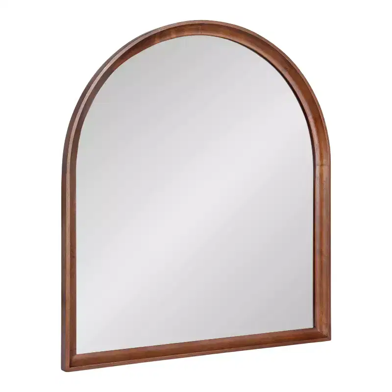 Kate & Laurel All Things Decor 32"X36" Hatherleigh Arch Wood Wall Mirror Walnut Brown