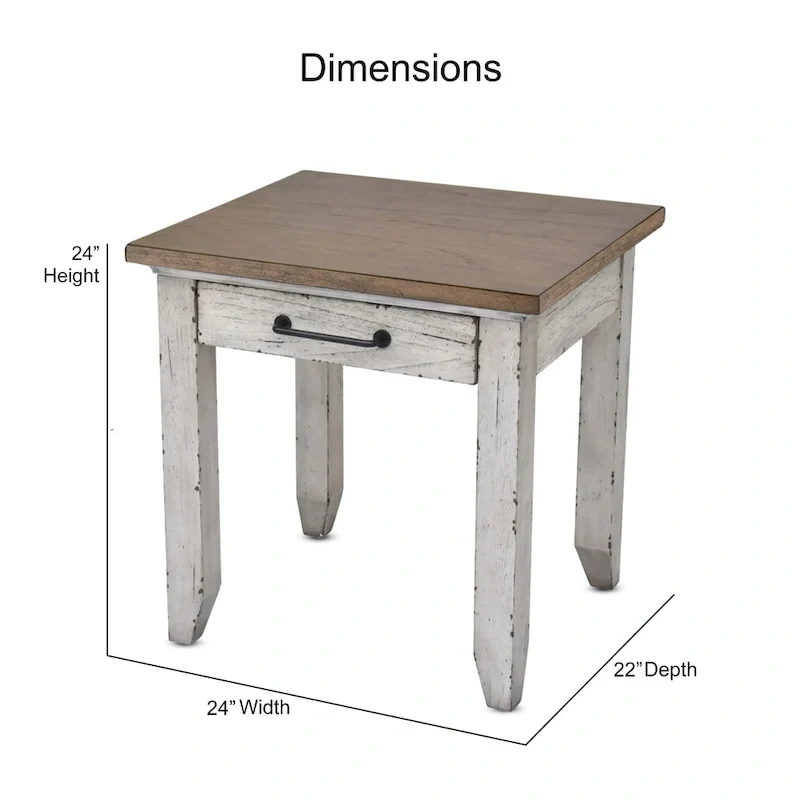 Two-Tone Finish 1-Drawer Wooden Side Table