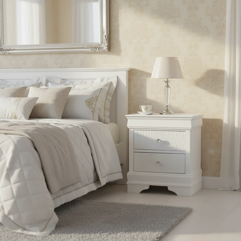 Modern Style 2-Drawer Night stand Made with Wood in White