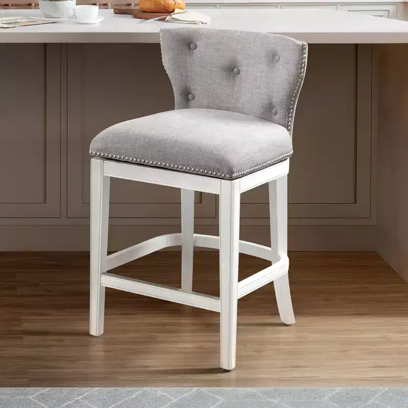 Miranda Swivel Counter Height Barstool White, 36