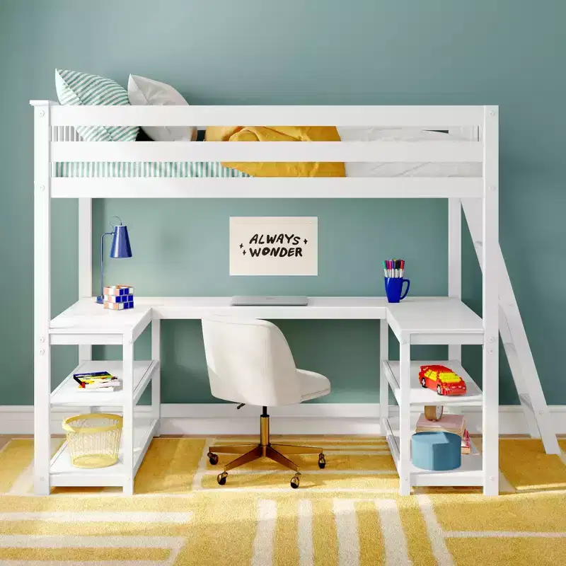 Classic Twin High Loft (ladder on end) + Wraparound Desk