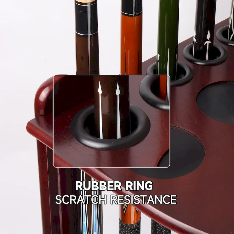 10-Pool Cue Wooden Corner-Style Billiard Pool Cue Rack. Floor Stand Pool Cue Stick Holder