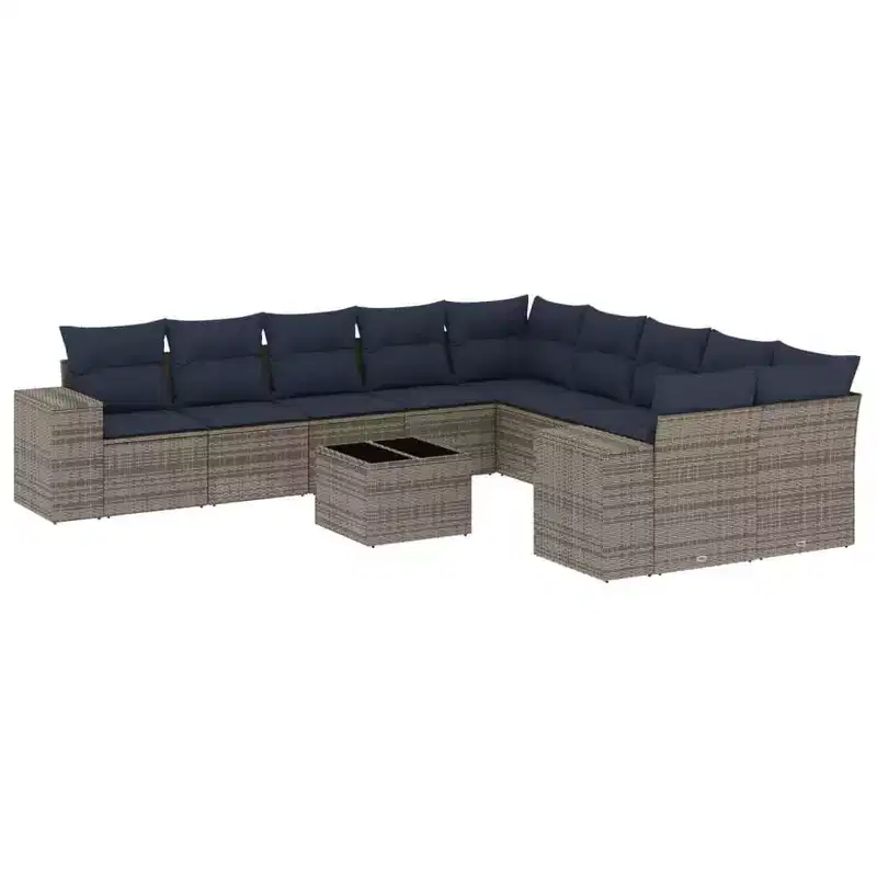 vidaXL 11 Piece Patio Sofa Set with Cushions Poly Rattan