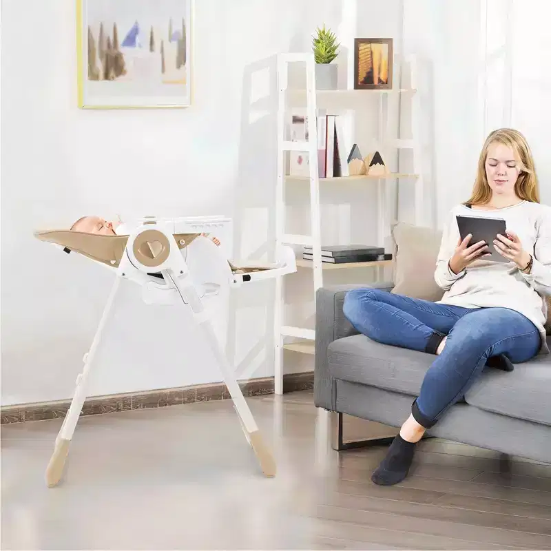 Foldable Baby High Chair with Adjustable Height, 5 Recline Positions & Removable Double Tray - Easy Clean, Space-Saving Infant Highchair for Toddlers