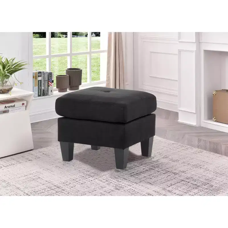 Square Polyester Upholstered Tufted Ottoman