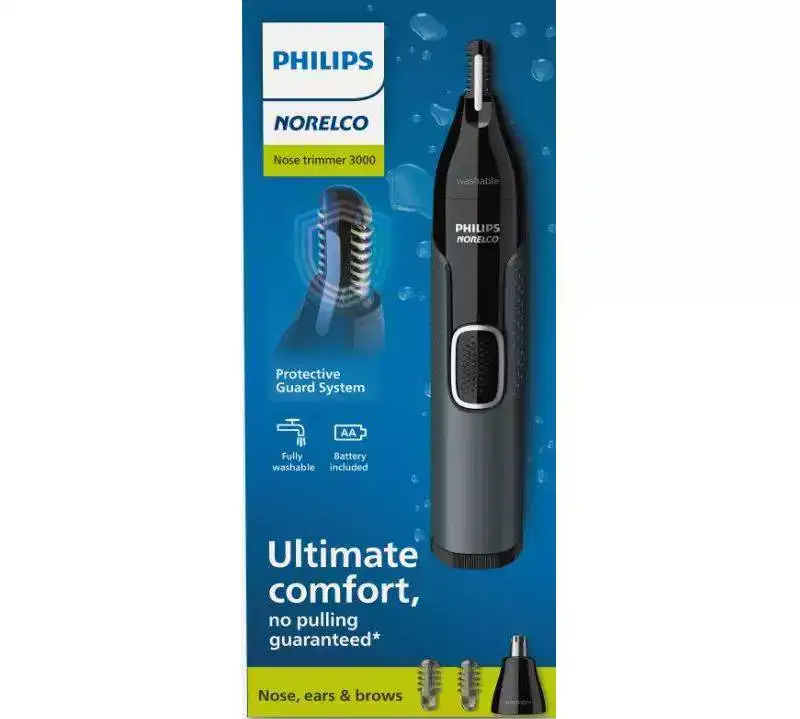 Philips Norelco Series 3000 Men's Nose/Ear/Eyebrows Electric Trimmer - NT3600/62: Battery Powered, Rotary Shaver, All Hair Types