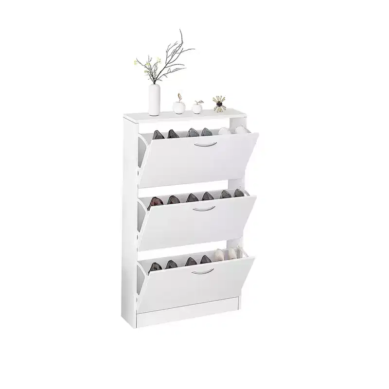 Karl Home 3 Flip Drawers White Particle Board 22.83in. W Shoe Cabinet