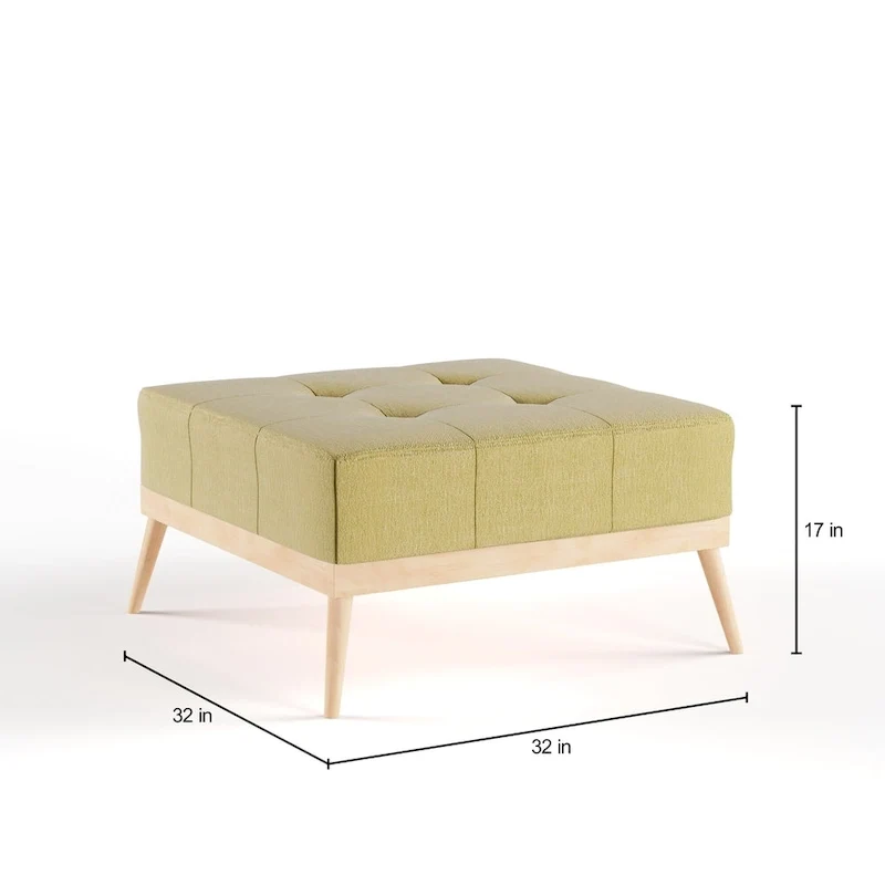 Mid-century Tufted Fabric Square Ottoman Table