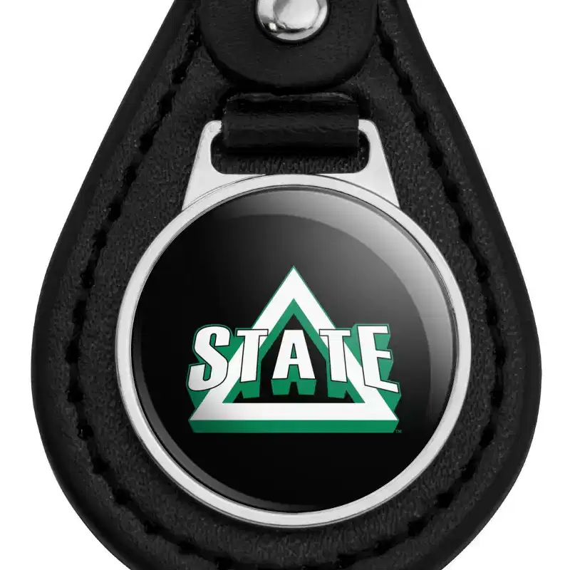 Delta State Secondary Logo Black Leather Keychain