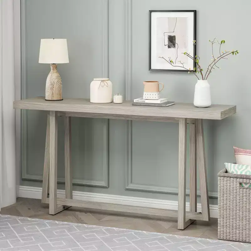 Okak 59.84IN Minimalism Rectangular Entryway Table, Console Table with Unique Legs Design and Thick Top, Accent Table for Foyer, Outdoor