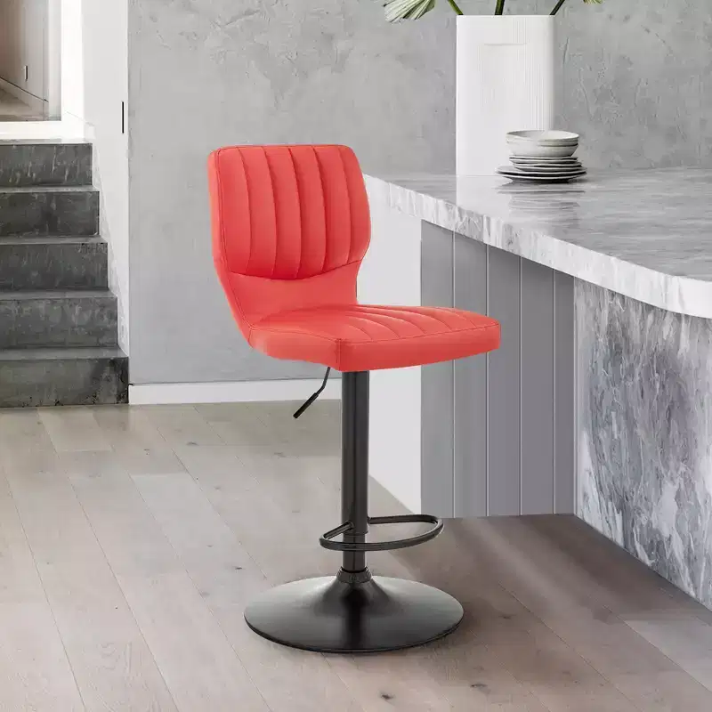 Adjustable Height Faux Leather Swivel Bar Stool, Ergonomic Cushioned Seat, 250 lb