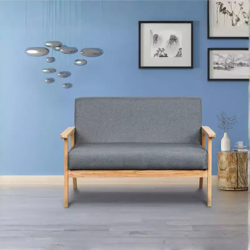 Irene Modern 45 Wooden Linen Upholstered Loveseat
