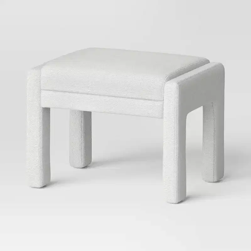 Fully Upholstered Ottoman Cream Boucle - Threshold™: Wooden Frame, Polyester, Spot Clean