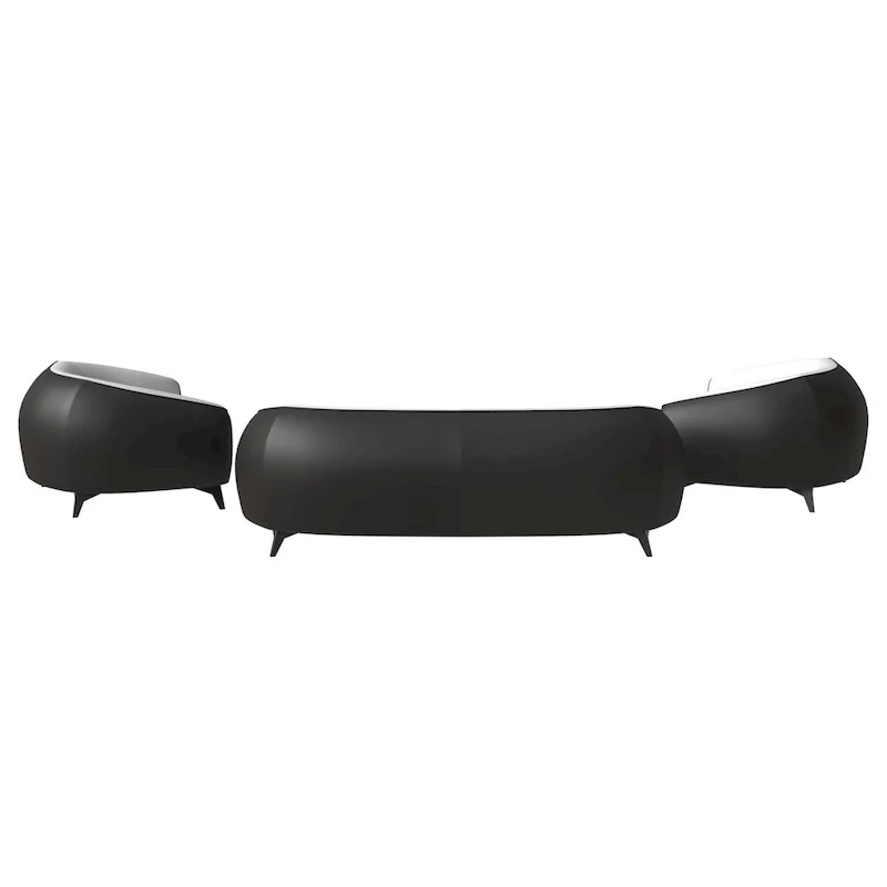 3-Piece Sofa Set Upholstered PU Leather with Solid Wood Frame and Steel Legs Opula Series by LeisureMod
