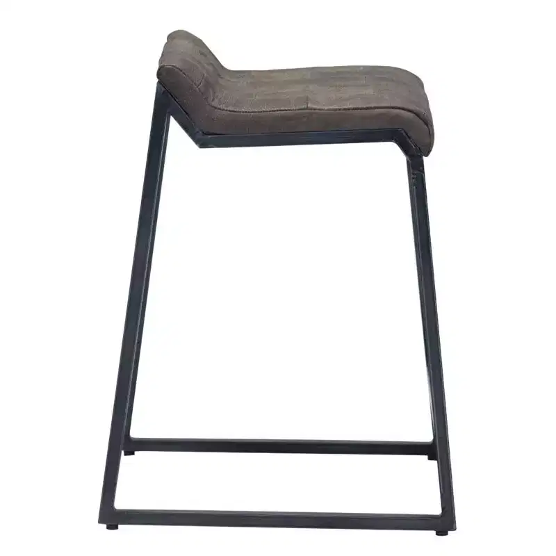 Brown Leather Round Armless Counter Stool - 1 Seat