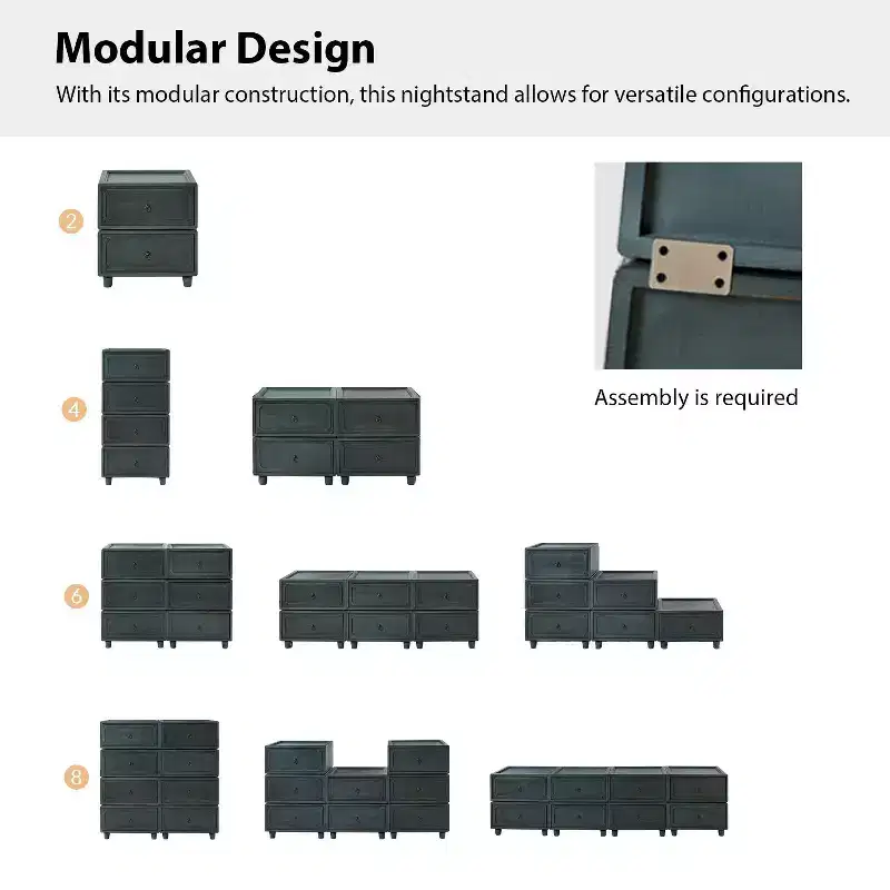 Leo 2 - Drawer End Table With Modular Design| ART OF LIVING DESIGNS-BLACK