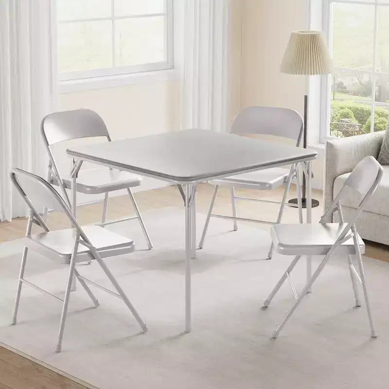 Portable Folding Square Table with Foldable Legs and Vinyl Padding, Made of Metal, Suitable as A Desk, Chess Table, or Board Game Table