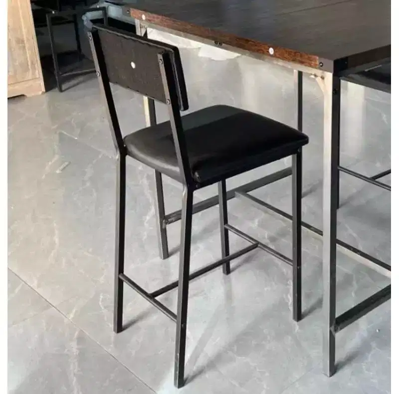 2-Piece Upholstered High Bar Stools, Iron Frame