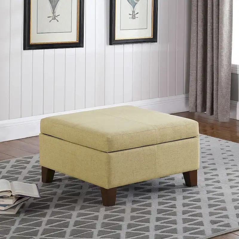 HomePop Luxury 28 Inches Square Storage Ottoman
