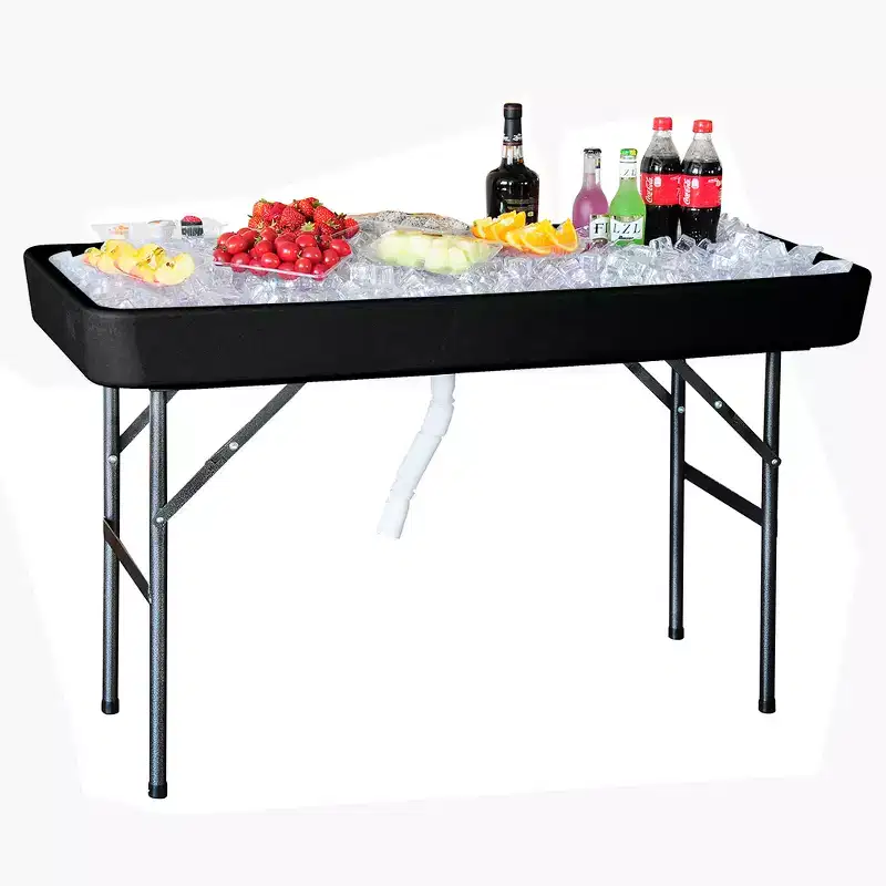 Modern Home 4' Portable Folding Party Ice Bin Table with Skirt - Black