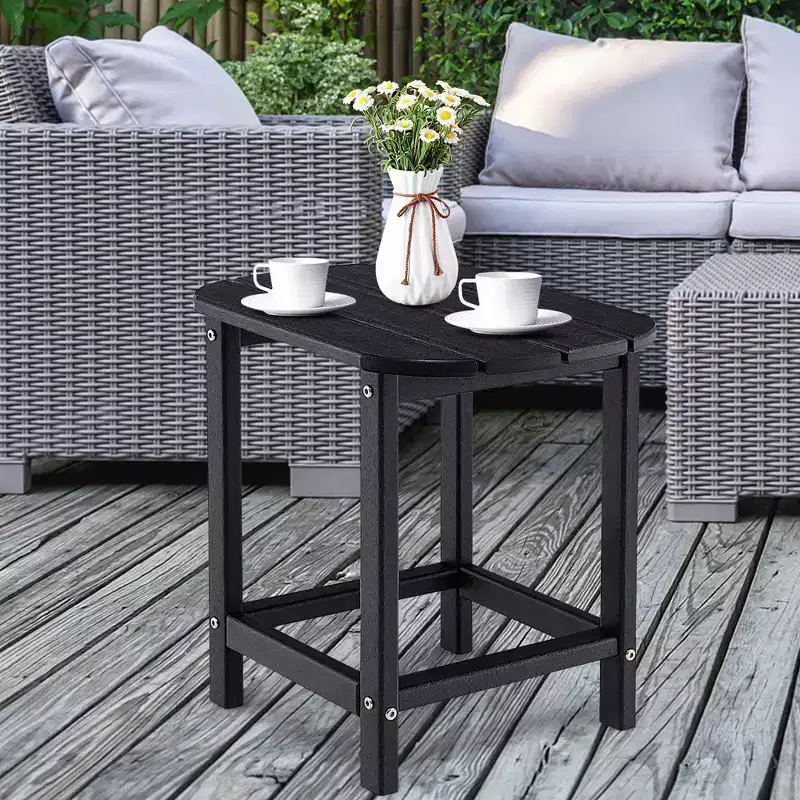 Costway 18'' Patio Adirondack Side Table Weather Resistant HDPE Garden Grey/Black/Navy