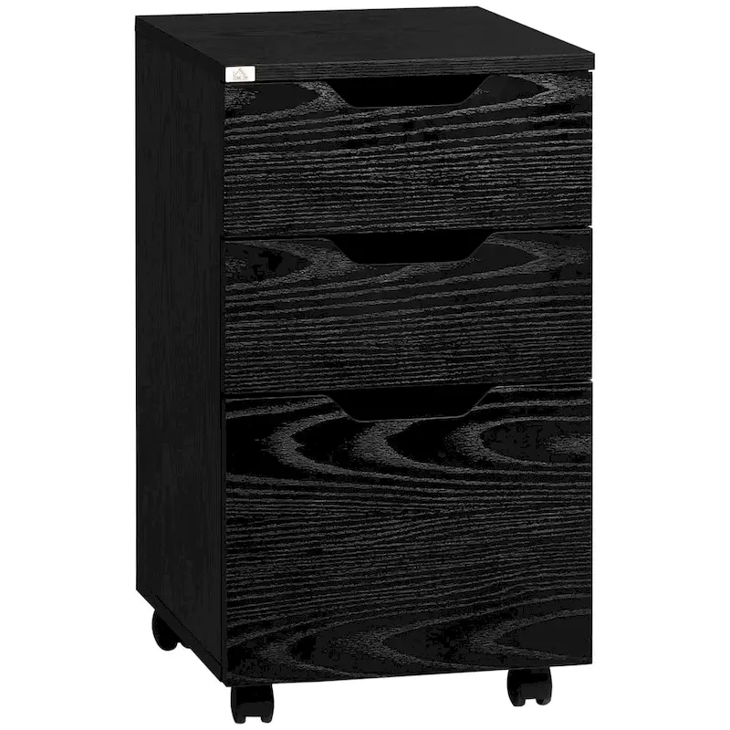 HOMCOM 3 Drawer Mobile File Cabinet, Rolling Printer Stand, Vertical Filing Cabinet