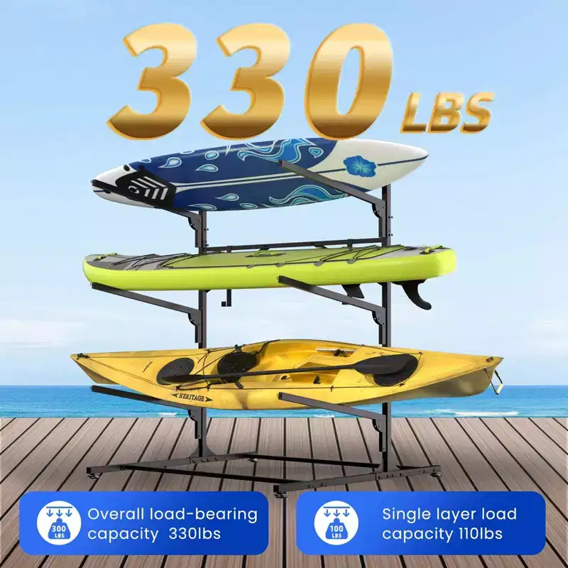 Kayak Storage Rack, Heavy Duty Kayak Racks for Garage and Outdoor Storage, Weatherproof and Heavy Duty Surfboard Storage Rack,Adjustable Canoes Kayaks