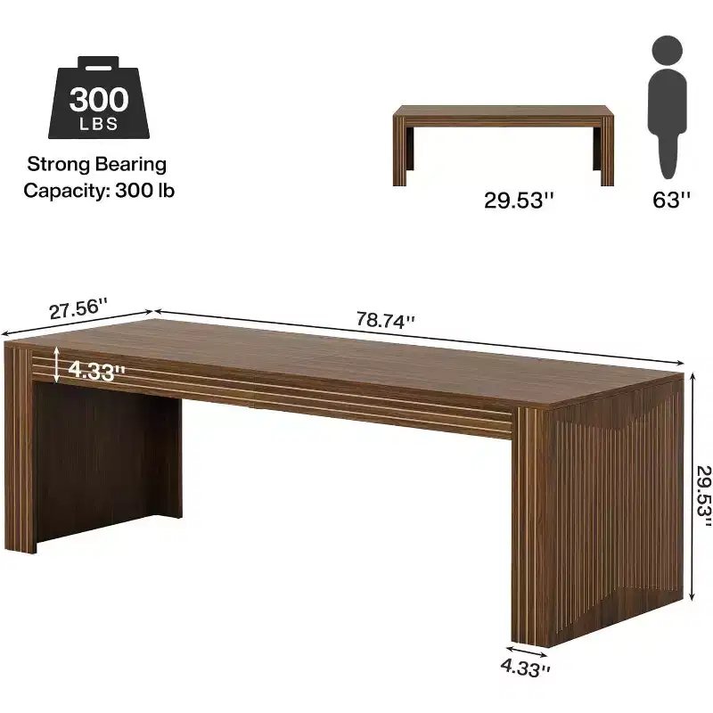 79-Inch Extra Long Desk, Two Person Double Desk for Home Office, Wooden Long Computer Desk Writing Table, Dark Brown
