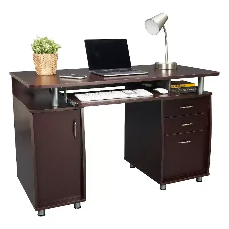 Okak 47.5IN Modern Home Office Desks, Computer Desk with 3 Drawers and 1 Cabinet Door, Writing Desk for Living Room, Study