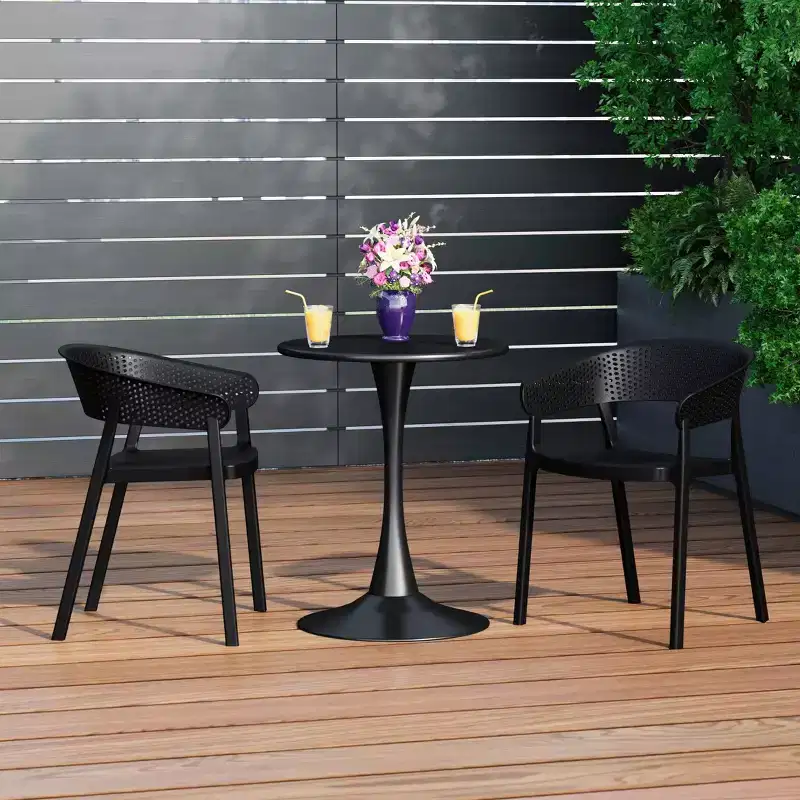 WestinTrends Playa 3-Piece Indoor Outdoor Metal Patio Dining Table Set With Stackable Patio Chairs